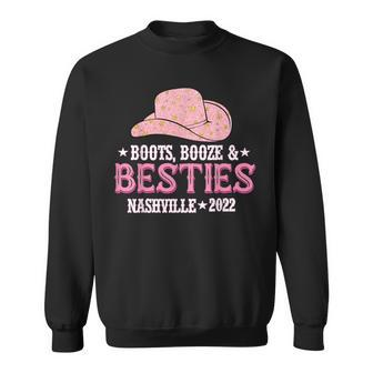 Boots Booze Besties Nashville 2022 Cowgirl Pink Hat Western  Sweatshirt