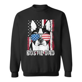Bostie Dad Boston Terrier Fathers Day Usa Flag Gift 4Th Sweatshirt | Mazezy