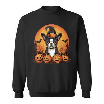 Boston Terrier Bostie Dog Breed Pet Halloween Pumpkins Sweatshirt - Monsterry CA
