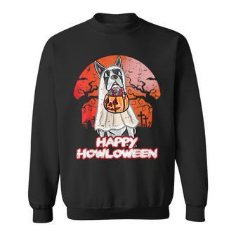 Boston Terrier Happy Halloween Costume Ghost Sweatshirt - Monsterry AU