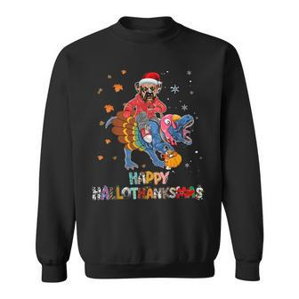 Boxer Dog Happy Hallothanksmas Halloween Thanksgiving Sweatshirt | Mazezy
