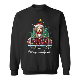 Boxerdoodle Christmas Dog Truck Plaid Xmas Tree Sweatshirt | Mazezy