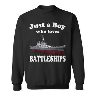 Boy Who Loves Battleship Uss New Jersey Bb-62 Ww2 Warship Sweatshirt | Mazezy