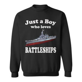 Boy Who Loves Usa Battleship Uss Bb-63 Big Mo & Ww2 Ship Sweatshirt - Thegiftio UK