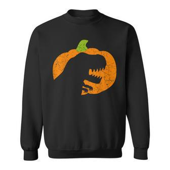 Boys Halloween Pumpkin T-Rex Dinosaur Silhouette Sweatshirt - Thegiftio UK