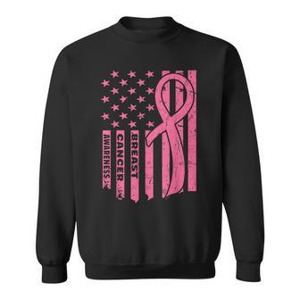Breast Cancer Awareness Flag Usa Breast Cancer Warrior Sweatshirt - Seseable