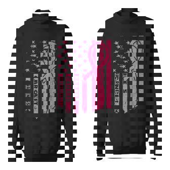 Breast Cancer Awareness Flag Usa Breast Cancer Warrior Sweatshirt | Seseable FR