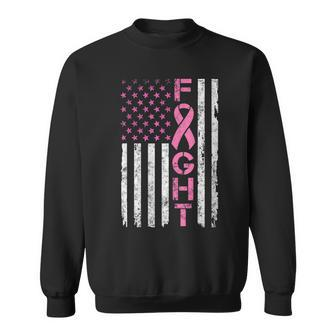 Breast Cancer Awareness T American Flag Distressed Sweatshirt