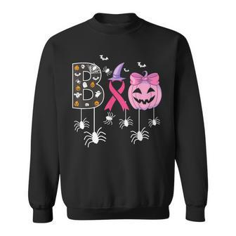 Breast Cancer Boo Halloween Breast Cancer Awareness Sweatshirt - Thegiftio UK