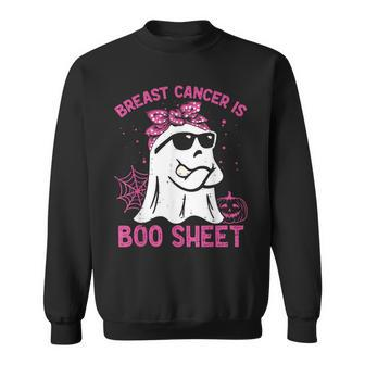 Breast Cancer Is Boo Sheet Breast Cancer Warrior Halloween Sweatshirt - Seseable