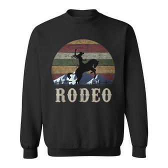 Bucking Rodeo Cowgirl Roping Horse Riding Retro Sweatshirt | Mazezy