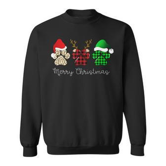 Buffalo Plaid Print Dog Paw Dog Lover Merry Christmas Party Sweatshirt - Monsterry