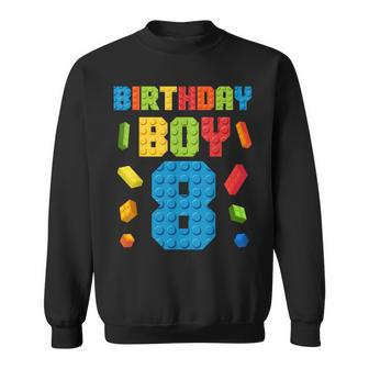 Building Bricks 8Th Birthday Boy 8 Eight Year Master Builder Sweatshirt - Seseable