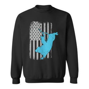 Bull Riding Rodeo Cowboy Vintage Us American Flag Rodeo Funny Gifts Sweatshirt | Mazezy