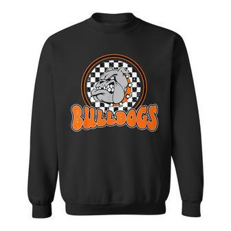 Bulldogs School Spirit Orange Black Retro Sweatshirt - Monsterry