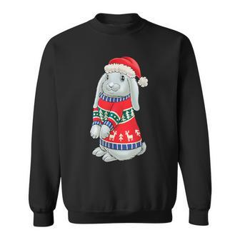 Bunny With Christmas Sweater Xmas Rabbit Christmas Sweatshirt - Thegiftio UK