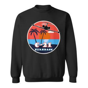 C-21 Learjet Firebass Vintage Sunset Sweatshirt | Mazezy
