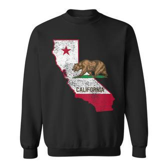 California State Flag And Outline Distressed Sweatshirt | Mazezy AU