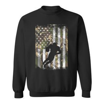 Camo Us Flag American Football Player Vintage Patriotic Sweatshirt | Mazezy