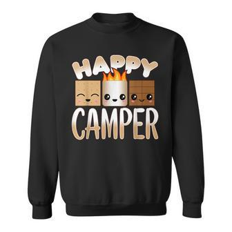 Campfire Camping Outdoor Friends Smores Happy Camper Sweatshirt - Thegiftio UK