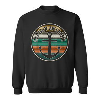 Captain Awesome - Vintage Anchor Funny Sailing Boating Gift Sweatshirt | Mazezy UK