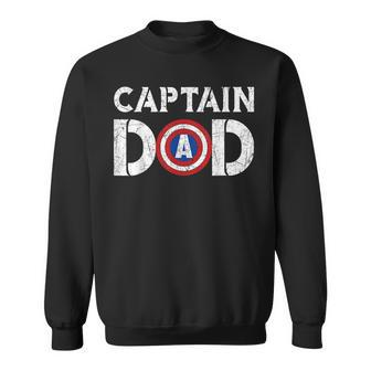 Captain Dad Superhero Men Fathers Day Vintage Dad Gift Sweatshirt | Mazezy