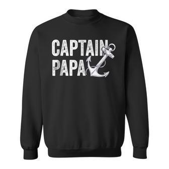 Captain Papa Pontoon Gift Lake Sailor Fishing Boating Sweatshirt | Mazezy