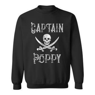 Captain Poppy Retro Personalized Pirate Pontoon Grandpa Sweatshirt | Mazezy