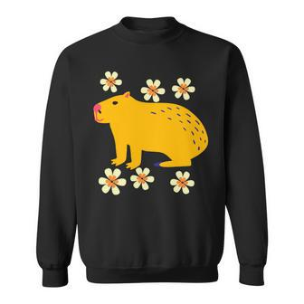 Capybara Flower Lovers Funny Animal Pet Cute Cartoon Comic Sweatshirt - Monsterry UK
