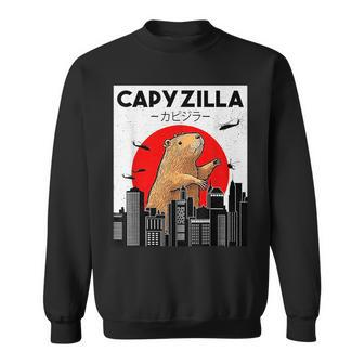 Capyzilla Funny Capybara Japanese Sunset Rodent Animal Lover Gifts For Capybara Lovers Funny Gifts Sweatshirt | Mazezy