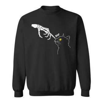 Cat Black Lover Skeleton Hand Boop Funny Halloween 2023 Sweatshirt - Monsterry