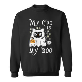 My Cat Is Boo Cat Owner Boo Ghost Lover Halloween Boo Sweatshirt | Mazezy