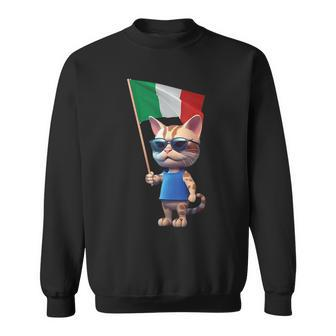 Cat Italy Flag Italian Italia Rome Pizza Kids Adorable Kitty Sweatshirt | Mazezy