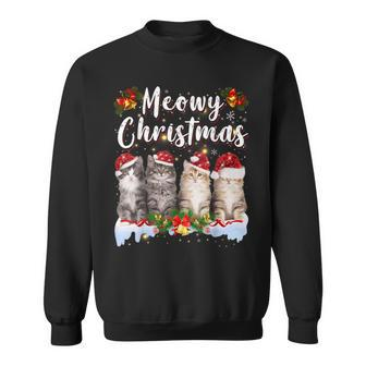 Cat Meowy Family Matching Christmas Pajamas Santa Cats Xmas Sweatshirt - Seseable