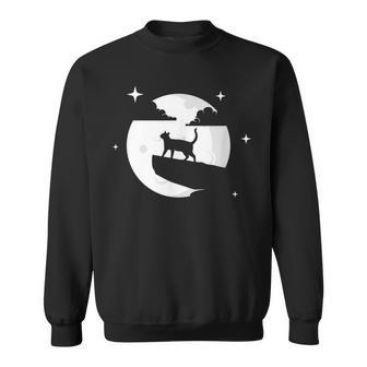 Cat Moon Cat Gift For Cat Lovers Women Mens Girls Boys Sweatshirt - Seseable