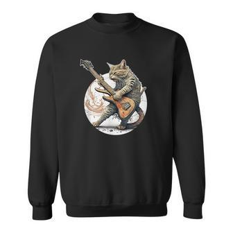 Cat Playing Guitar | Rock Cat | Heavy Metal Cat | Music Cat Sweatshirt | Mazezy