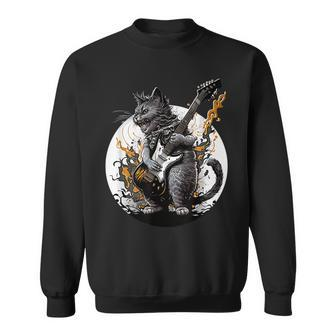 Cat Playing Guitar | Rock Cat | Heavy Metal Cat | Music Cat Sweatshirt - Monsterry AU