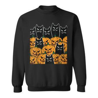 Cat Pumpkin Halloween Costume Spooky Black Animal Sweatshirt - Seseable