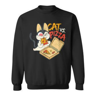 Cat Versus Delicious Pizza Italian Dish Pizza Sweatshirt | Mazezy