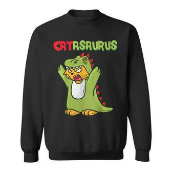 Catasaurus T-Rex Cat Kitten Dinosaur Feline Dino Dragon Sweatshirt | Mazezy