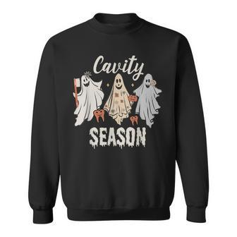 Cavity Season Halloween Dental Ghosts And Toothbrush Sweatshirt - Monsterry