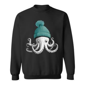 Cephalopod Octopus Lover Chilling In A Cap Novelty Apparel Sweatshirt - Seseable