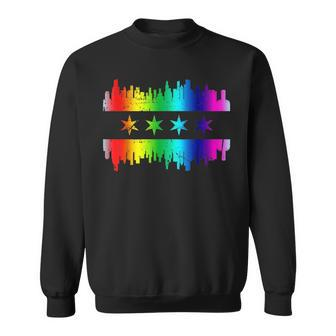 Chicago Flag Skyline Lgbt Gay Pride Parade Sweatshirt | Mazezy