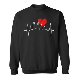 Chicago Skyline Heartbeat Heart Silhouette I Love Chicago Sweatshirt | Mazezy