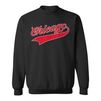 Chicago Vintage Red Text Sweatshirt - Seseable