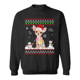 Chihuahua Christmas Dog Light Ugly Sweater Short Sleeve Sweatshirt - Seseable