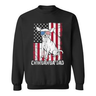 Chihuahua Dad Father Day Gift Us Flag Patriotic Dog 4Th July Sweatshirt | Mazezy