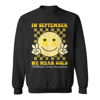 Childhood Cancer Awareness Face In September We Wear Gold Sweatshirt | Mazezy