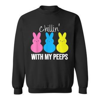 Chillin With My Peeps Bunny Girls Boys Funny Easter Sweatshirt | Mazezy