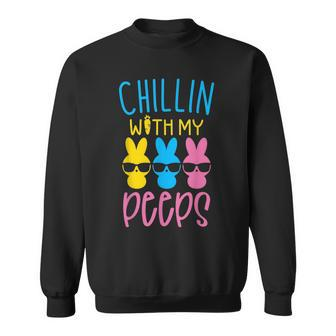 Chillin With My Peeps Funny Cute Boys Family Easter Bunny Sweatshirt | Mazezy
